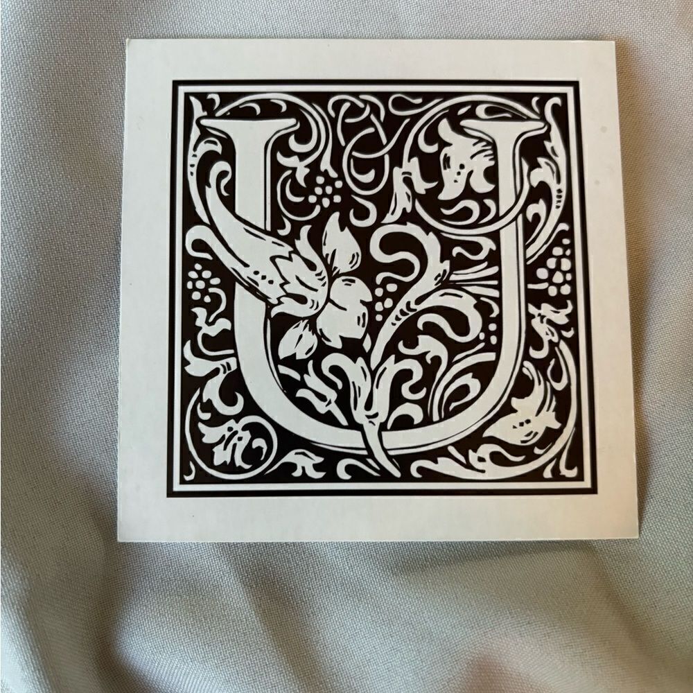 ⚡️💵🧨🎲 4.5” NEW! “U” Square Monogram Letter Print Ready to be Framed